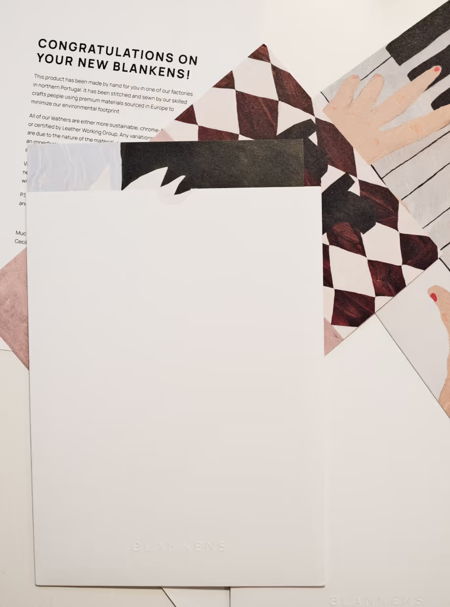 Blankens unboxing cards, the top one reading 'Congratulations on your new Blankens!'