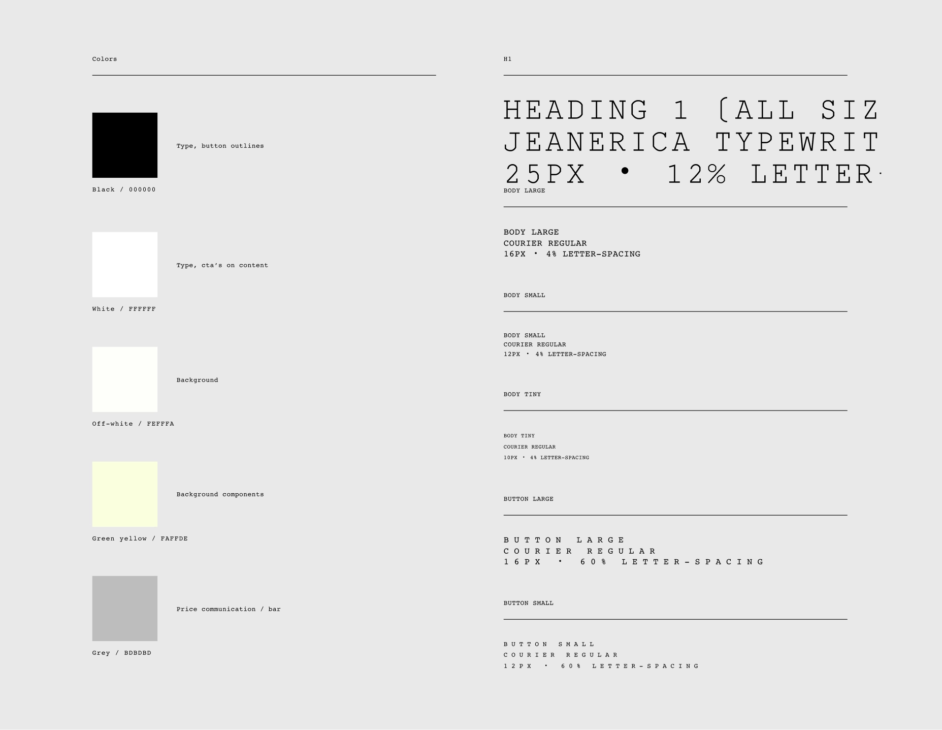 Snippet of UI Kit for Jeanerica Website and UX