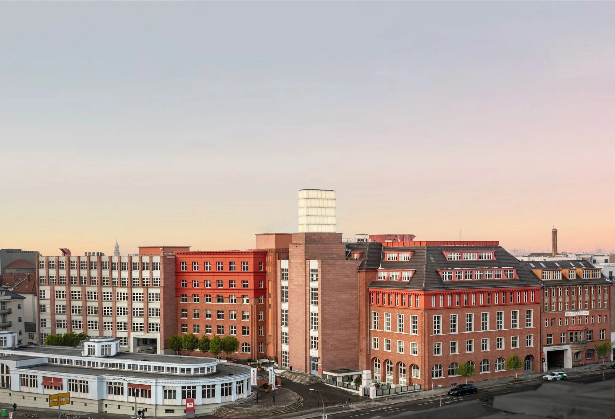 Imagery for branding, showing full building of Backfabrik