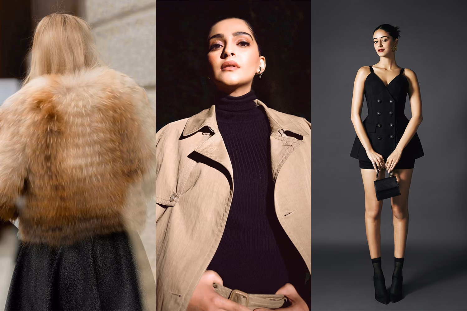 Three celebrity fashion photographs from Modha's brand imagery