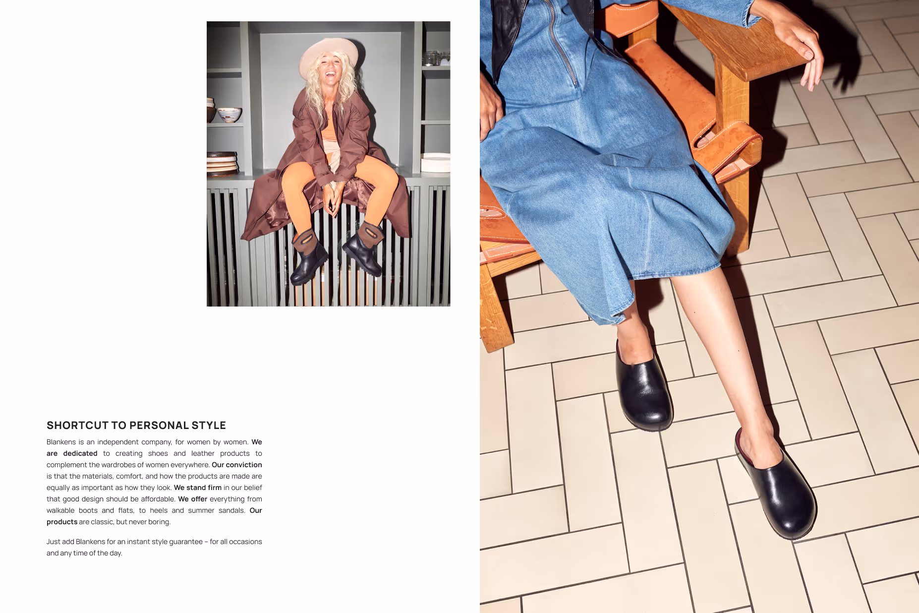 Spread from the Blankens brand book titled 'Shortcut to personal style'