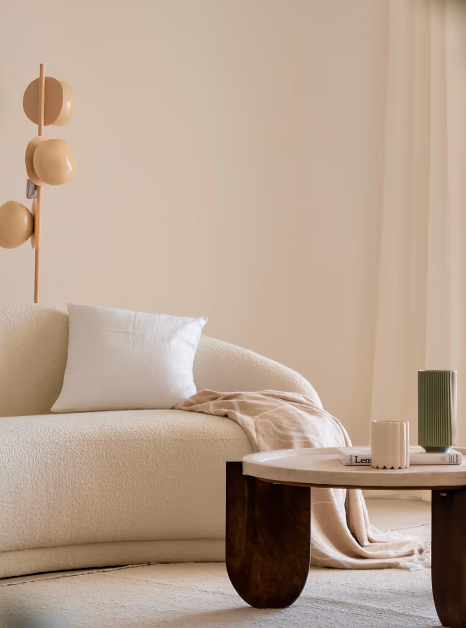 Mood image from the Bailet brand book of a cream-toned living room interior