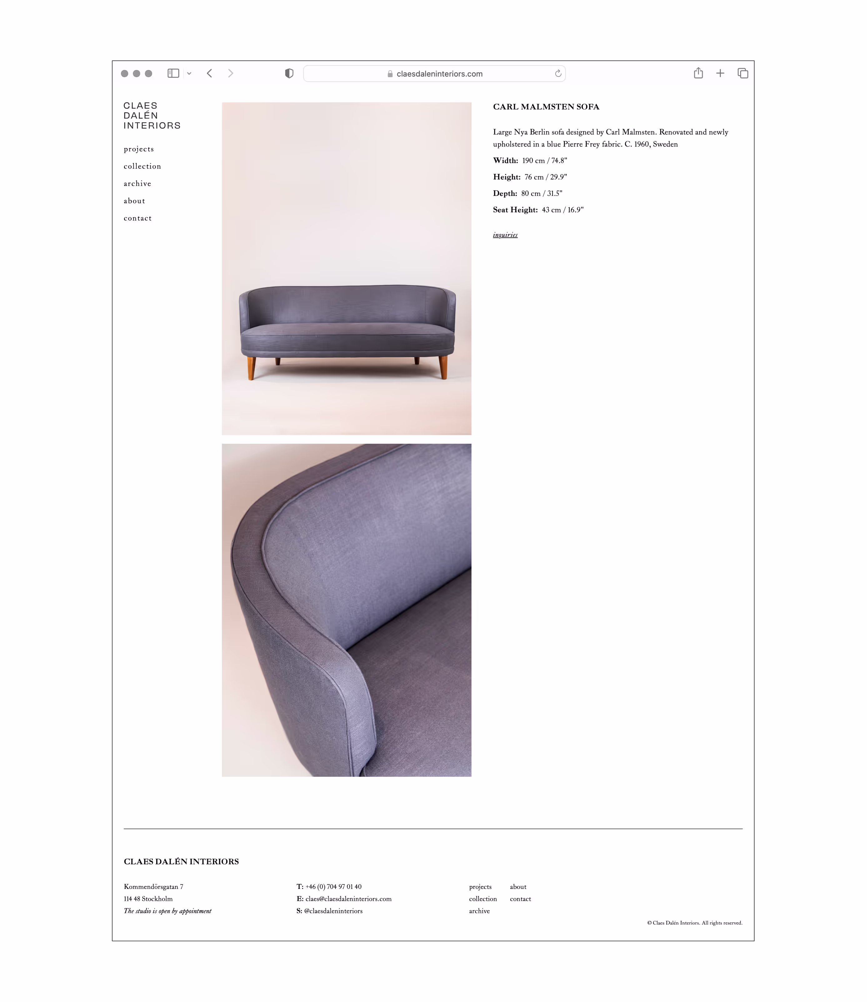 Product page of Claes Dalén Website