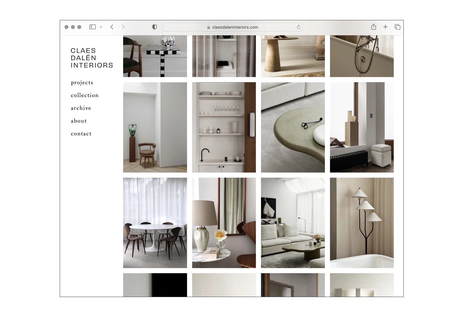 First page of Claes Daléns website