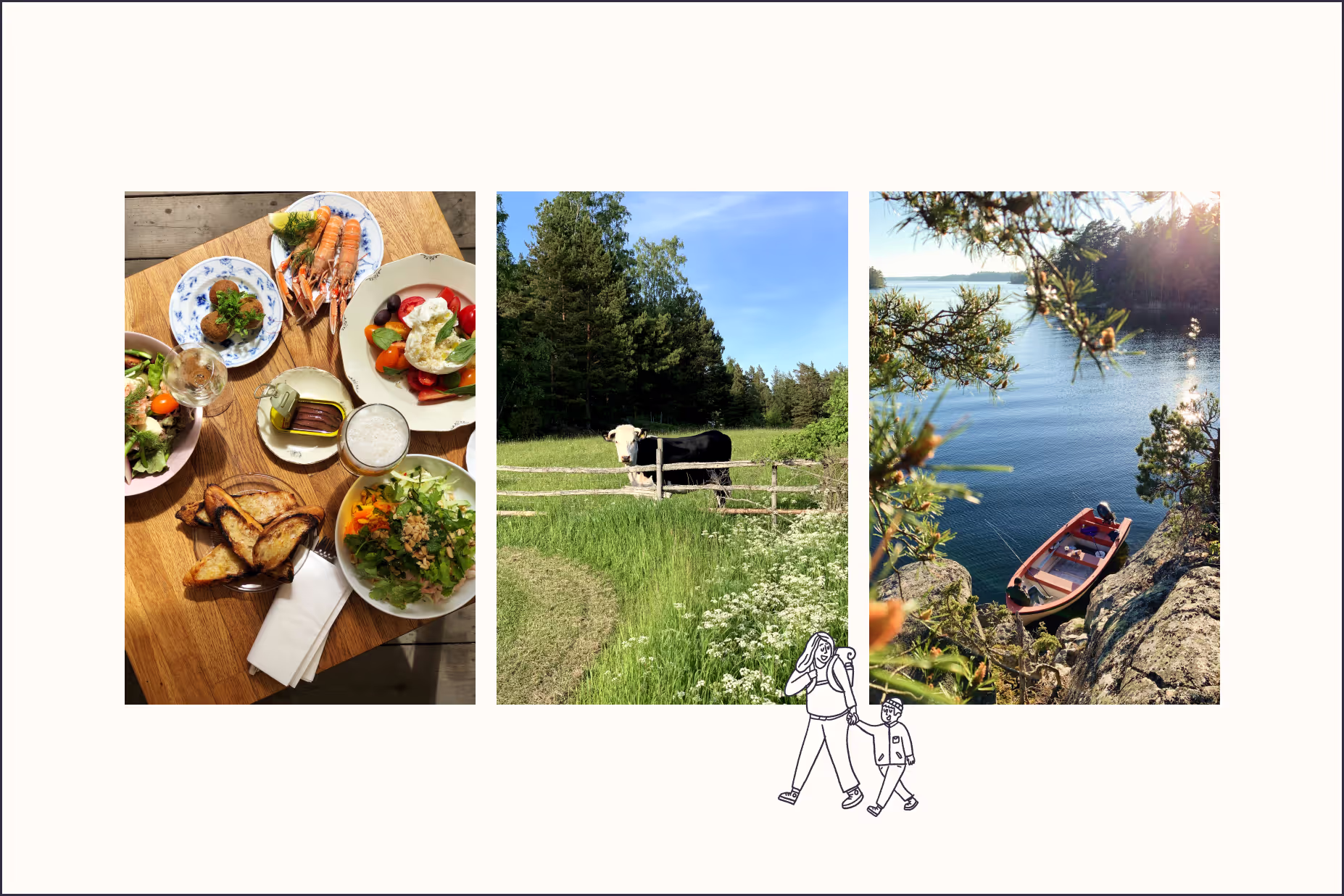 Three images from Gällnö Island outside of Stockholm
