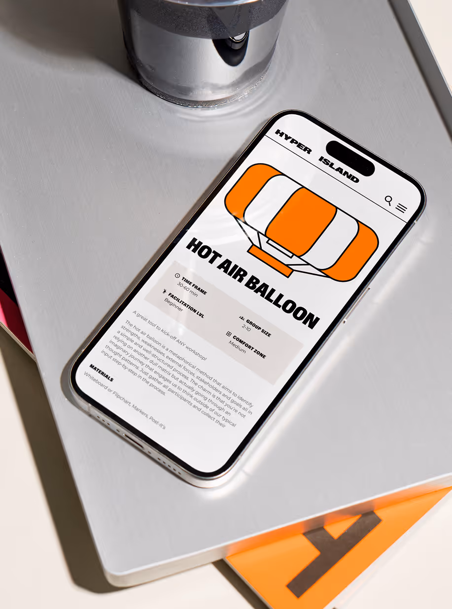 UI design of the Hyper Island Toolbox tool