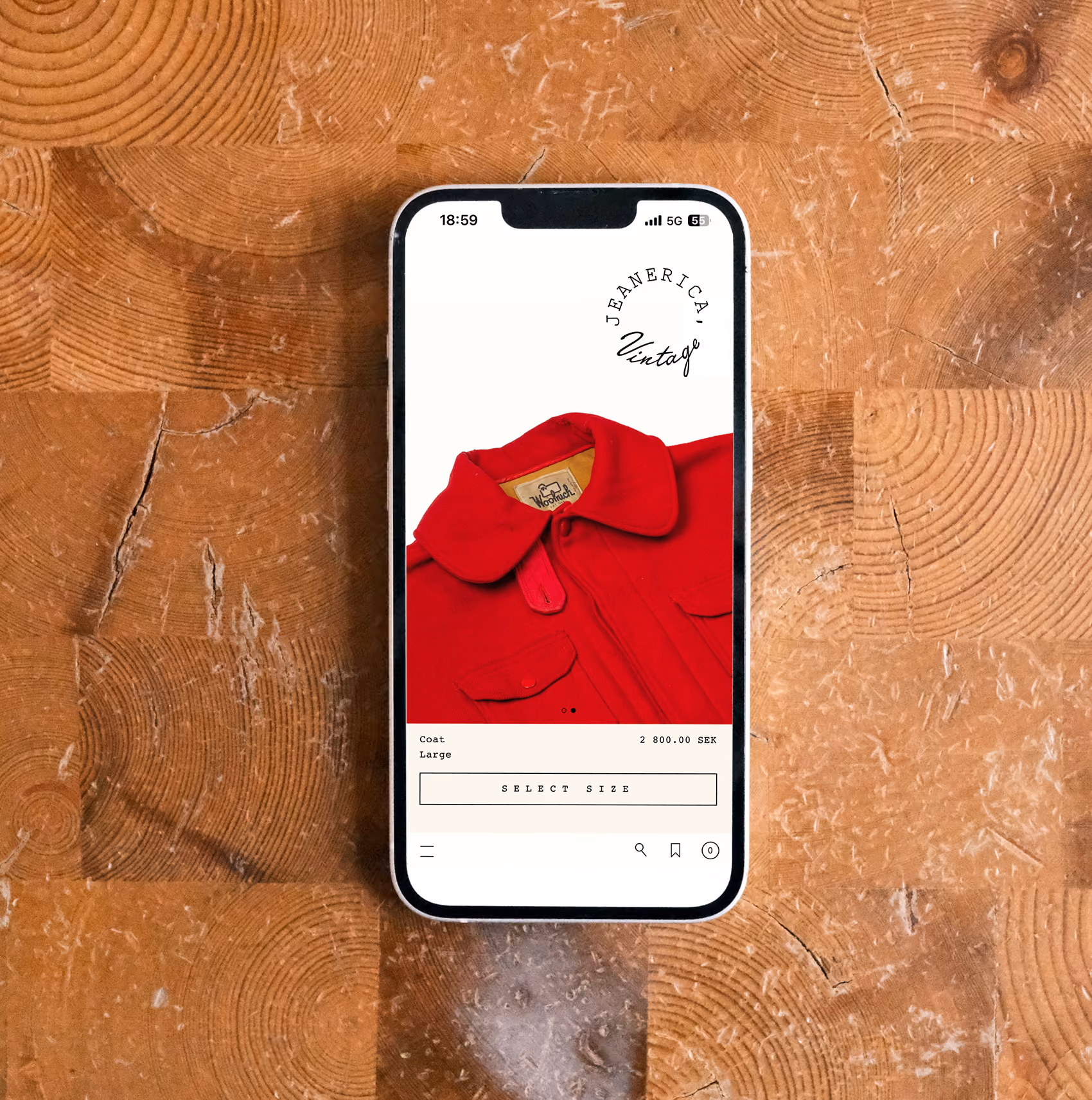 Website on mobile for Jeanerica