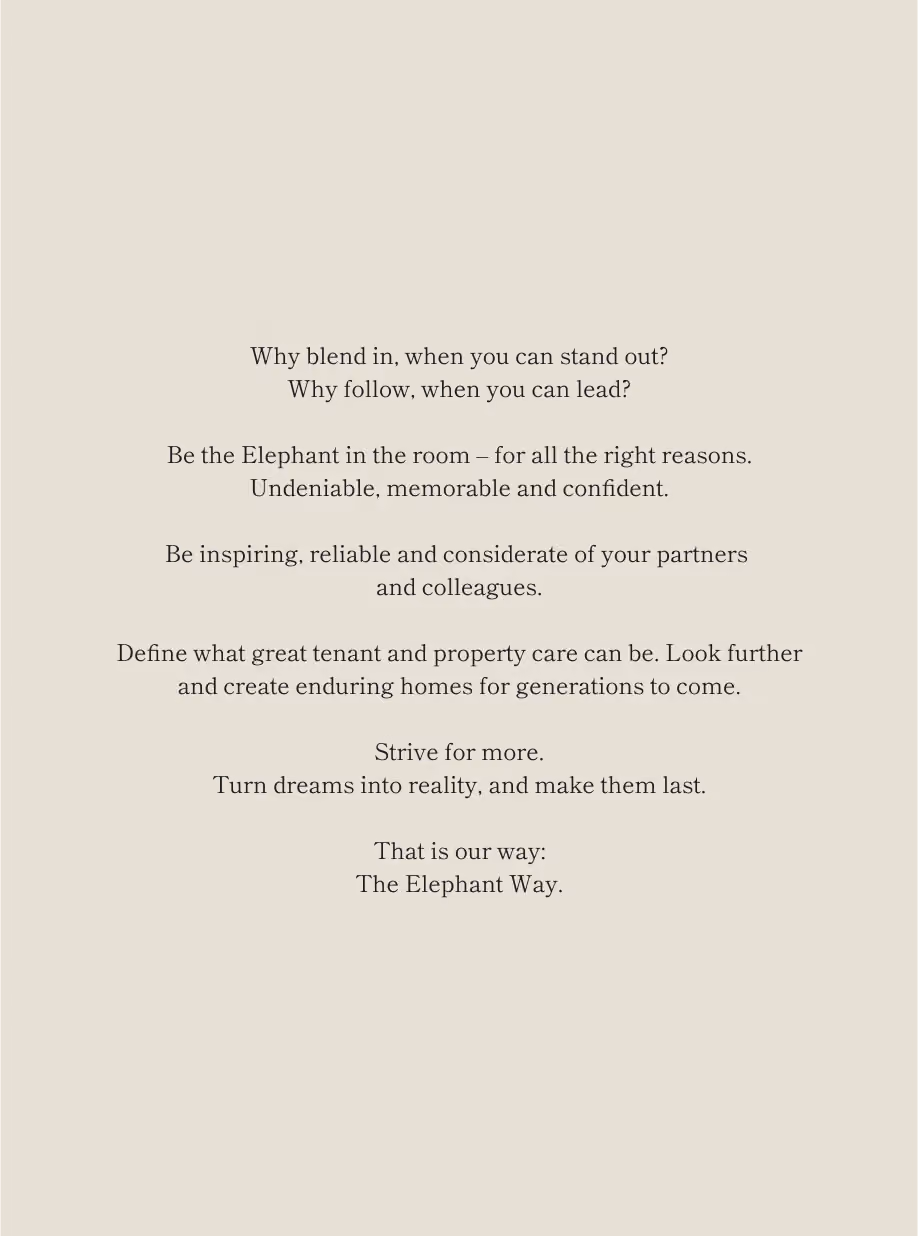 REMM brand manifesto text describing the Elephant Way