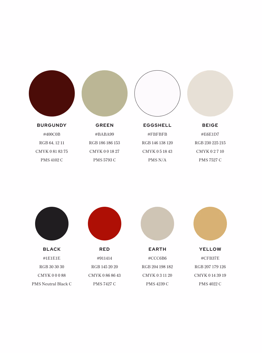 REMM color palette of eight swatches, from burgundy to eggshell