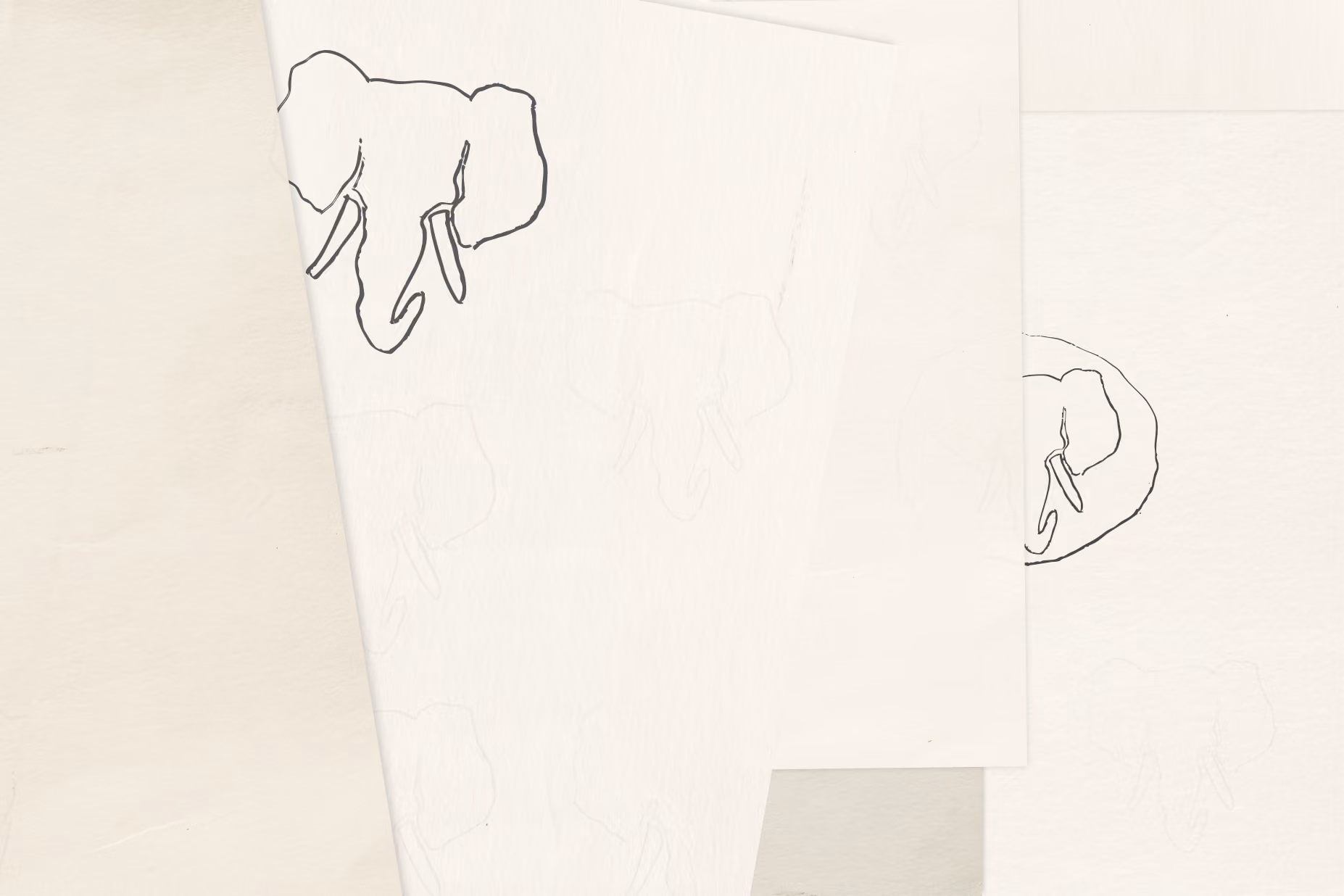 Pencil sketches of REMM's elephant logo